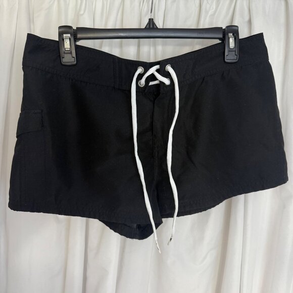 Nike Swim Black Womens Board Shorts With White Drawstring Size L - Picture 1 of 10